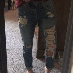 American Eagle Distressed Mom Jeans